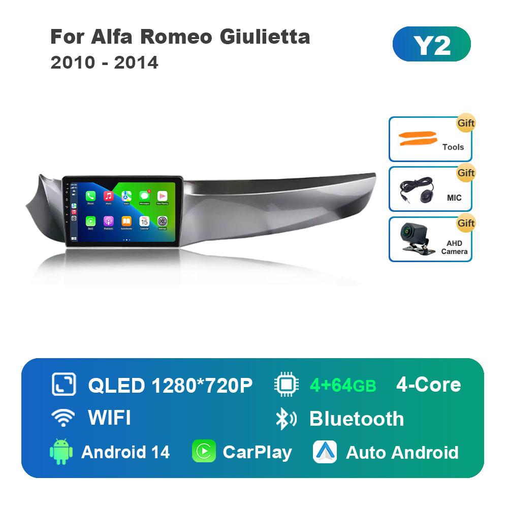 Android 14 System Car Radio Multimedia Player for Alfa Romeo Giulietta 2010 - 2014 GPS Navi WiFi IPS Touch Screen DSP Stereo 4G