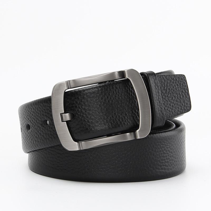 New Belt for Men's Genuine Leather Business Head Layer Cowhide Pin Buckle Belt Simple Classic Men's Trouser Belt