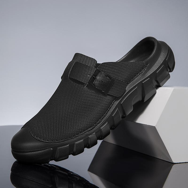 Summer Mens Casual Shoes Mesh Breathable Half Slippers Fashion Walking Sneakers Handmade Male Sandals Lightweight Non-slip Clogs