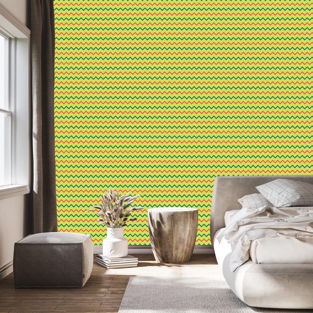 Zigzag Gold and Yellow Wallpaper for Living Room and Bedroom 50x1000