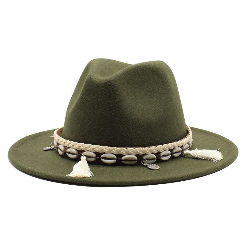 Woolen Top Hat, Minority Style Jazz Hat, Retro Flat-Brimmed Big Eaves Hat.