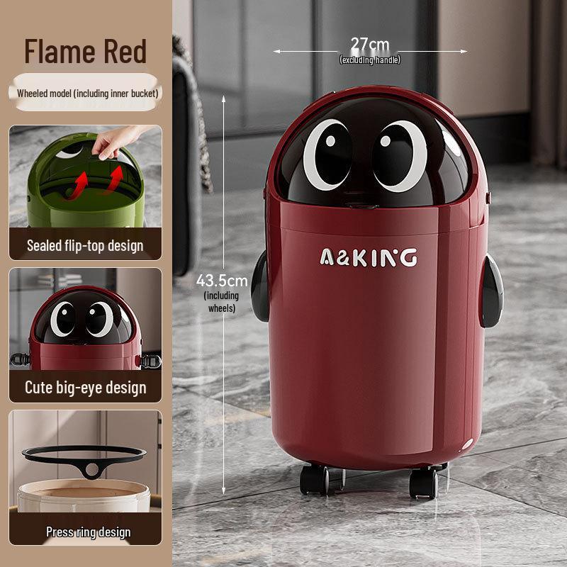 2026 High-End Large Capacity Trash Can with Wheels & Flip Lid for Living Room/Bedroom