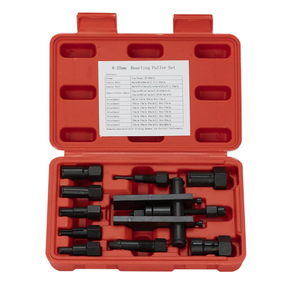 Jeu de 10 extracteurs de roulements avec mandrins de 8-25 mm pour moto, voiture, roulements aveugles industriels, outils revêtus antirouille