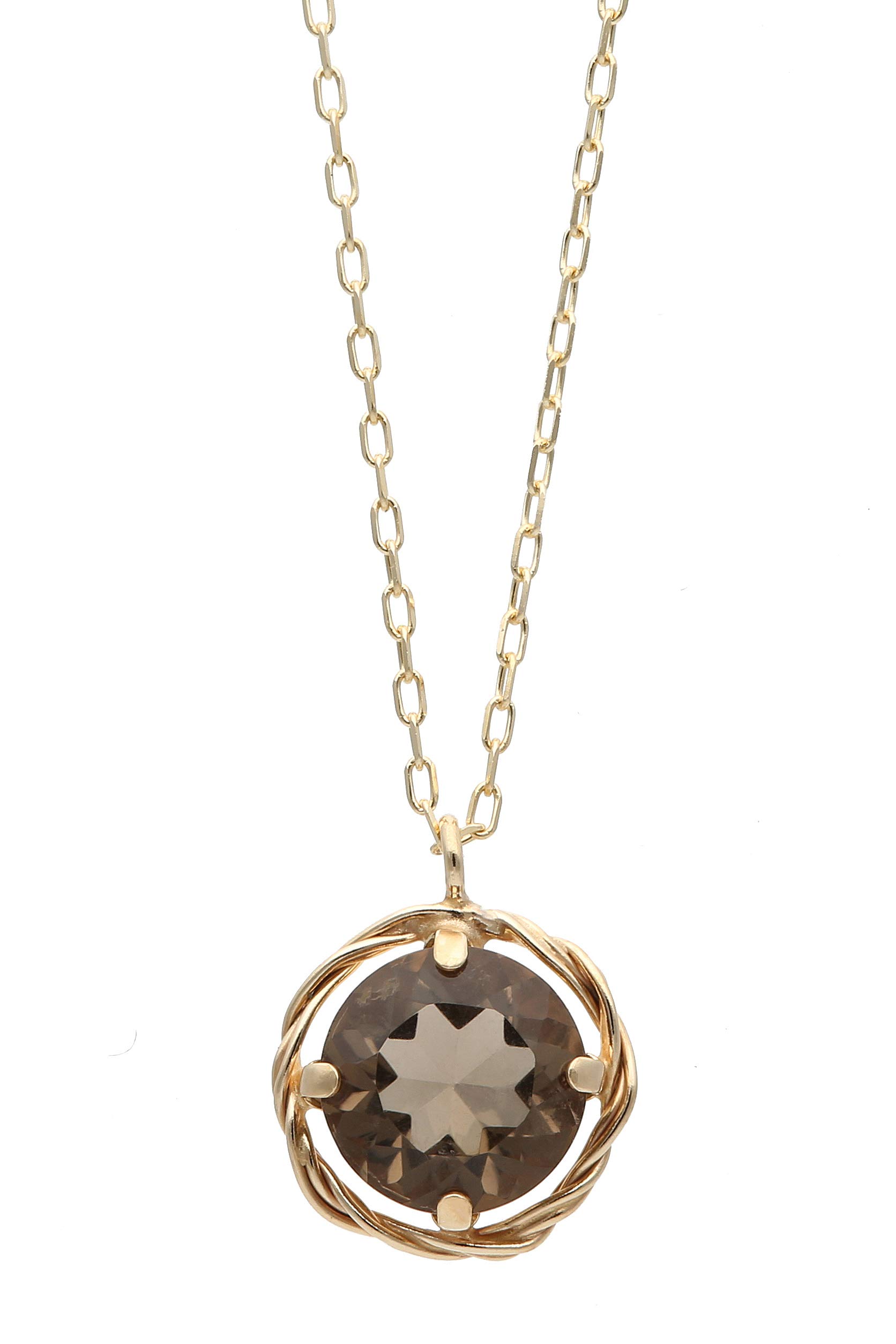 

K10 Yellow Gold Natural Stone Smoky Quartz Necklace L&CO 63-7847