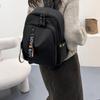 Grace Stylish Anti-theft Backpack, Portable Black Nylon Rucksack with Cute Colorful Letter Ornament for Female Everyday Carry
