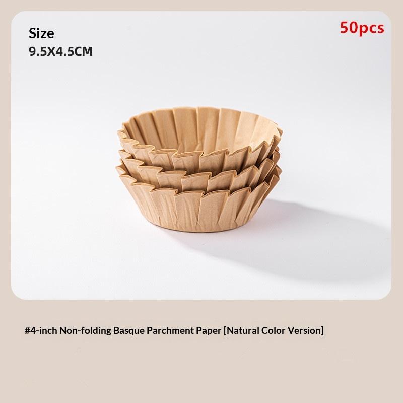 

50 Pcs Basque Cheesecake Oil Paper Tray Foldable Cake Mold Disposable Release Mousse Cake Paper Baking Oil Proof Edge Paper