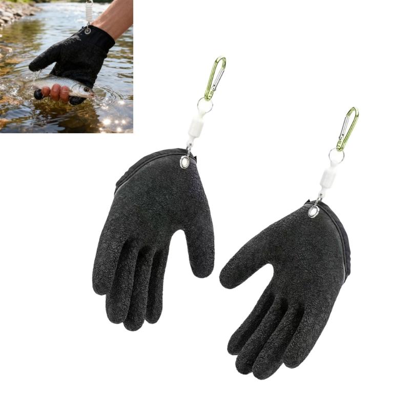 Nonslip Quick Drying Fishing Gloves Enhances With Thick Latex For Safe Fish Handling And Hook Removal