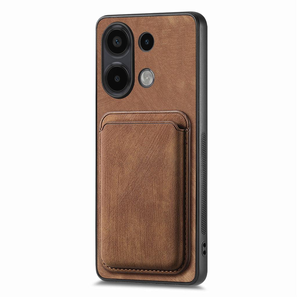 For Xiaomi Redmi Note 13 4G Magnetic Case Leather Back Cover with Detachable Card Holder