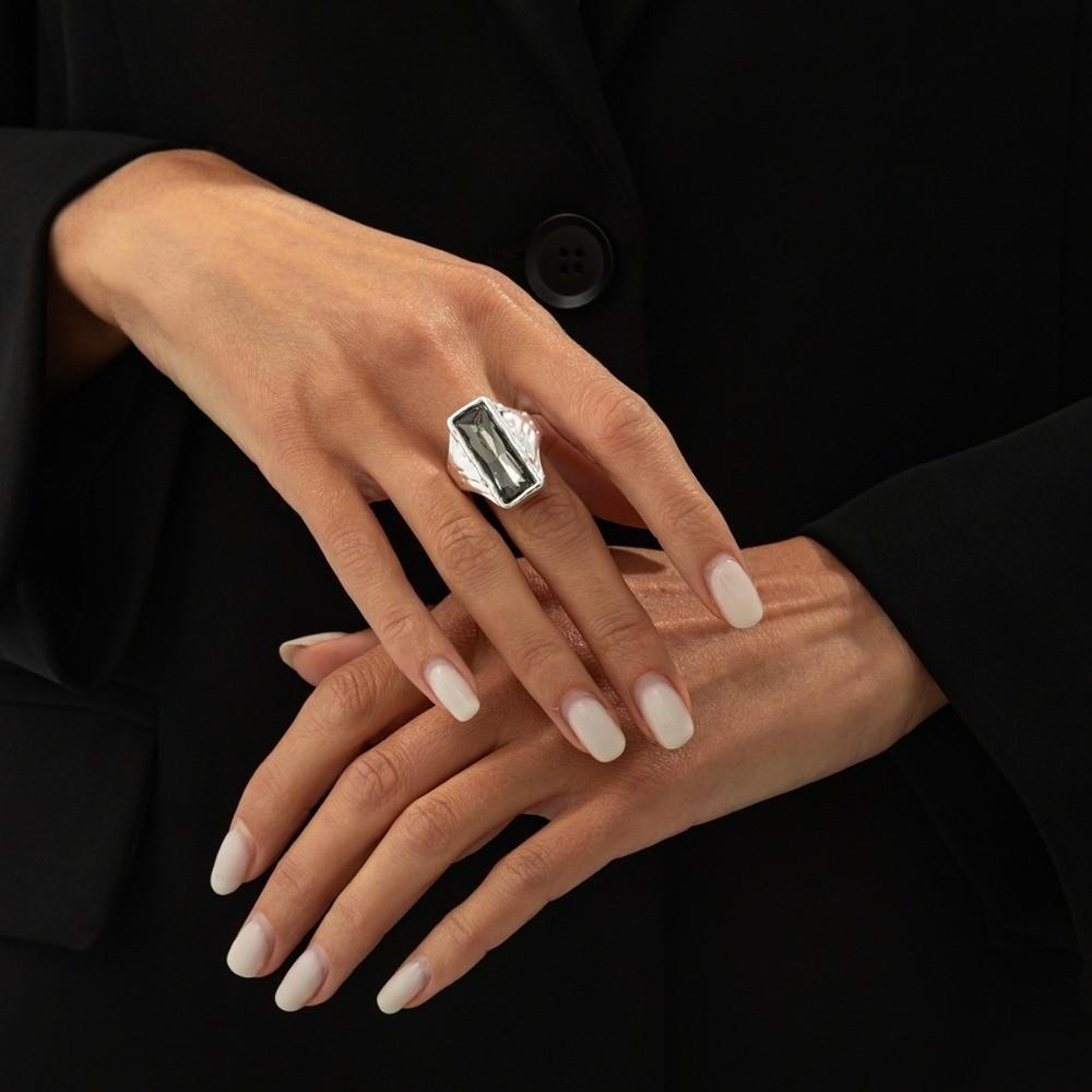 Grey Crystal Geometric Ring Goth Crystal Open Rings Fashion Accessory Finger Ring  Women