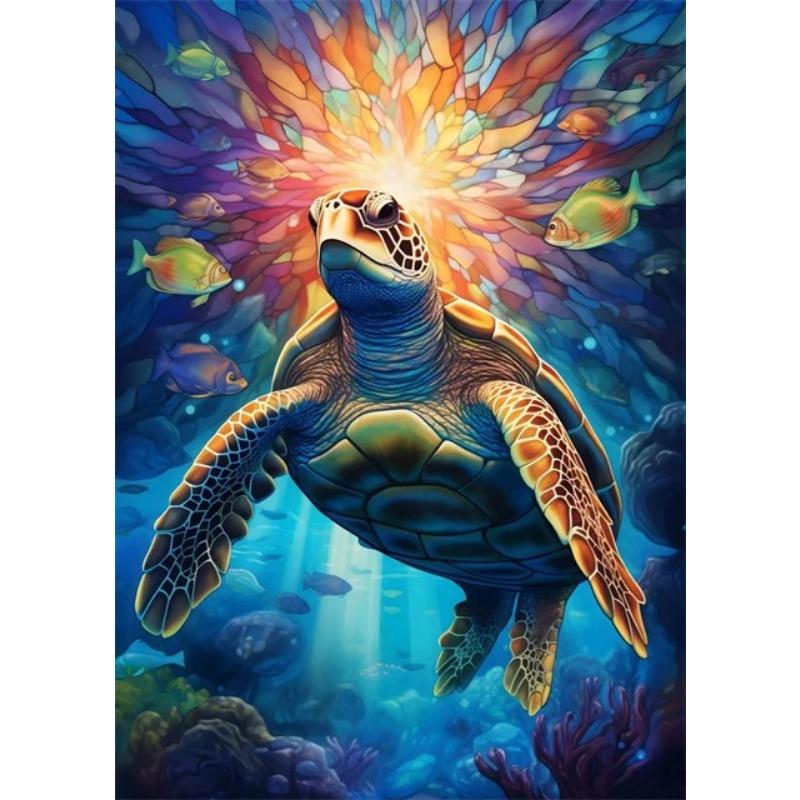 Colorful Sea Life Stained Glass Wall Art Clownfish Sea Turtle Octopus Whale Canvas Posters Abstract Animal Pictures for Home D