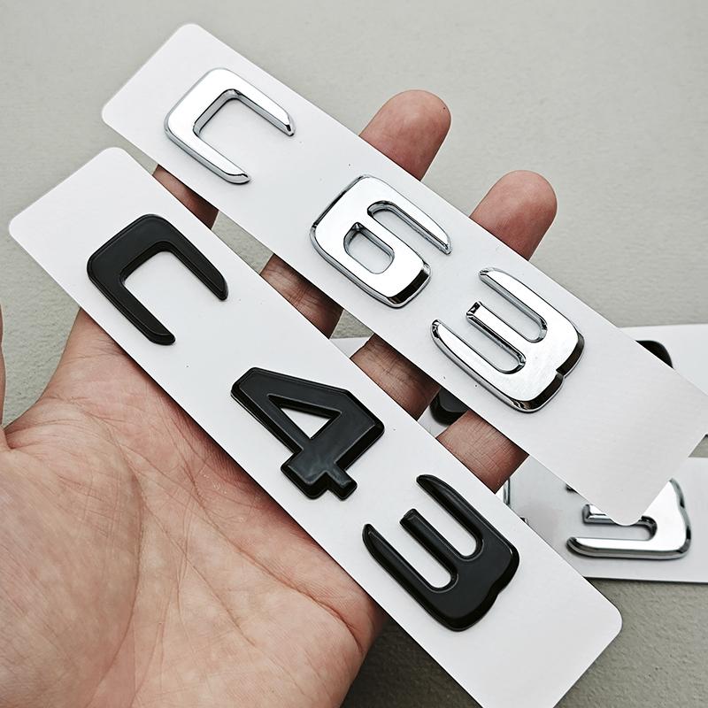 3D ABS Car Letters C43 C63 Logo Rear Trunk Badge Emblem Decals For Mercedes Benz AMG C43 C63 W205 W206 Car Sticker Accessories