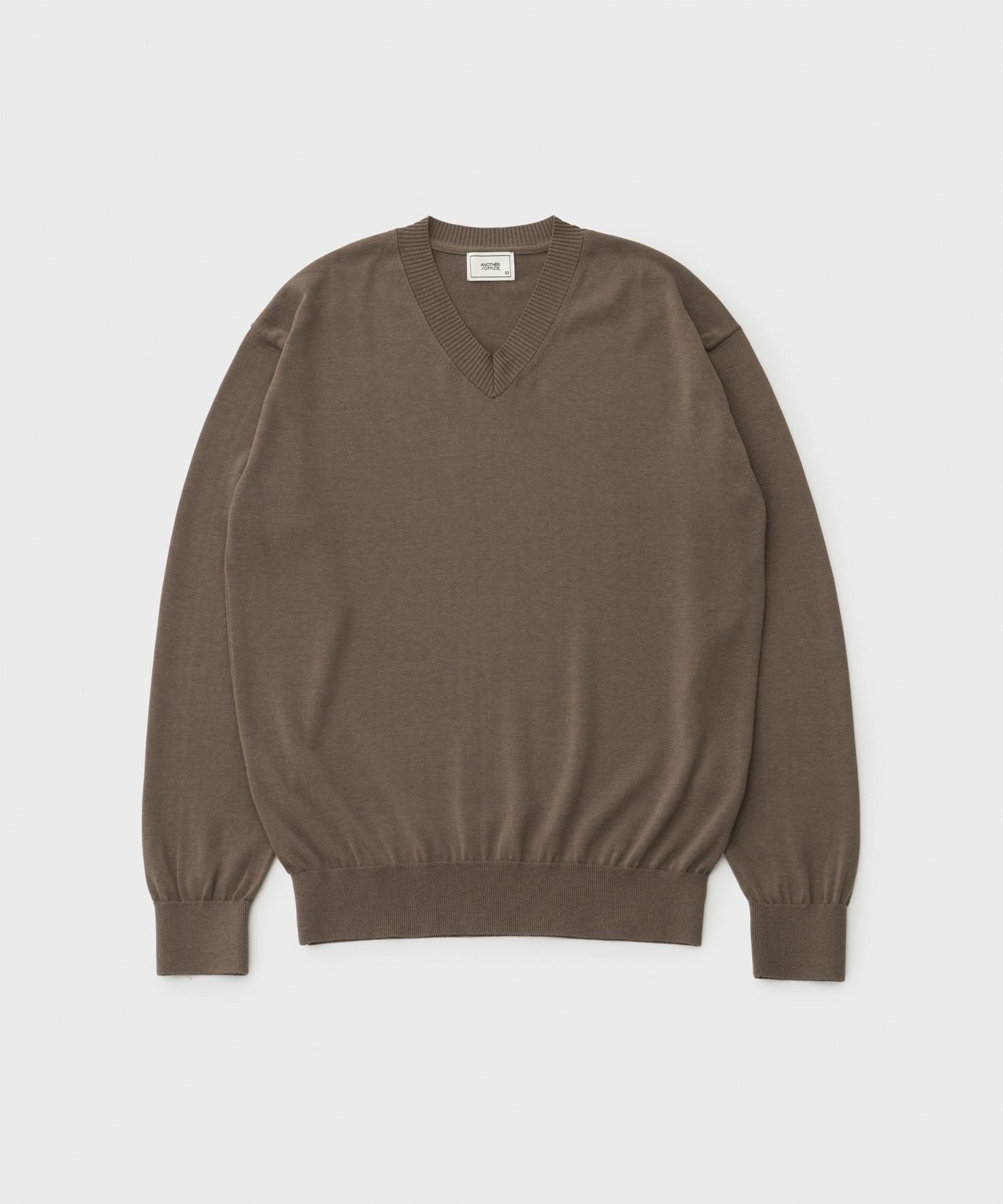 Another Office Current Silk V-Neck Knit (Mild Brown) Mild Brown/01