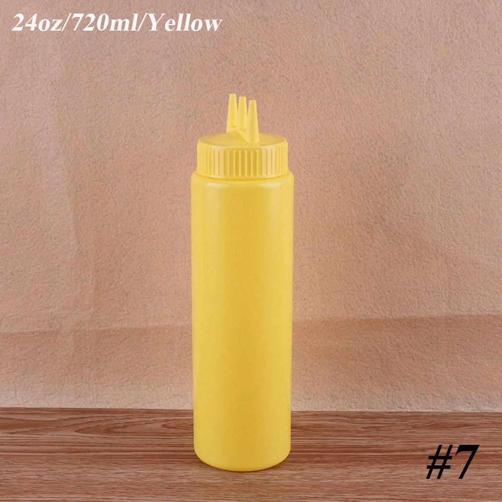 

Kitchen Condiment Vinegar Oil Squeeze Bottle 3 Hole Cruet Bin Dispenser 24oz/720ml жовтий