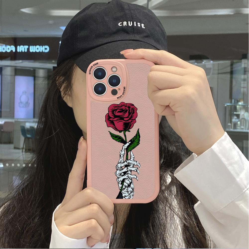 Slim Skin Feeling Cartoon Flowers Tulipany Miękkie silikonowe etui ze skóry PU na telefon Samsung Xiaomi Poco Redmi