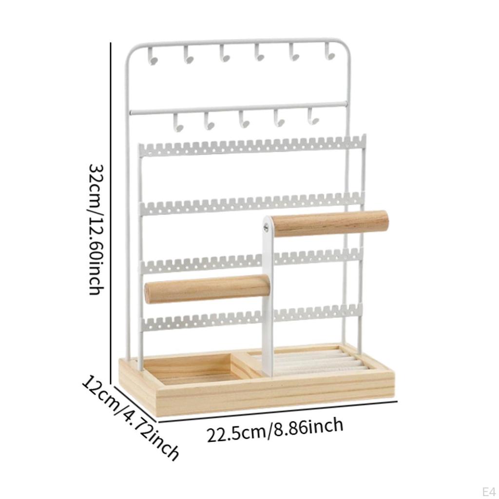 Bijley Jewelry Organizer of Jewelry, Necklace Support, Mode with Basic Wooden Circle Holder