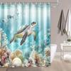 Underwater World Turtle Bathroom Shower Curtain Ocean Theme Pattern With 12 Hooks Modern Bathroom Decorative Shower Curtain