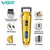 VGR Electric Hair Clipper Metal Retro Men's Electric Hair Clipper Oil Head Carved LED Smart Digital Hair Clipper Fashion Professional Personal Care