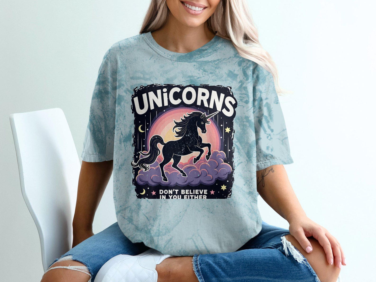 Funny Unicorns T-Shirt, Don t Believe In You Either, Hilarious Graphic Tee, Unicorn Shirt, Sarcastic Apparel, Unique Gift Idea M
