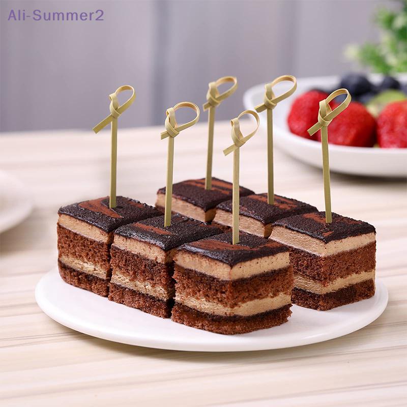 {MXX} 100Pcs Bamboo Skewers Barbeque Bar Tool Kitchen Cocktail Picks Disposable Bamboo Knot Skewers Fruit Forks Stick  Party