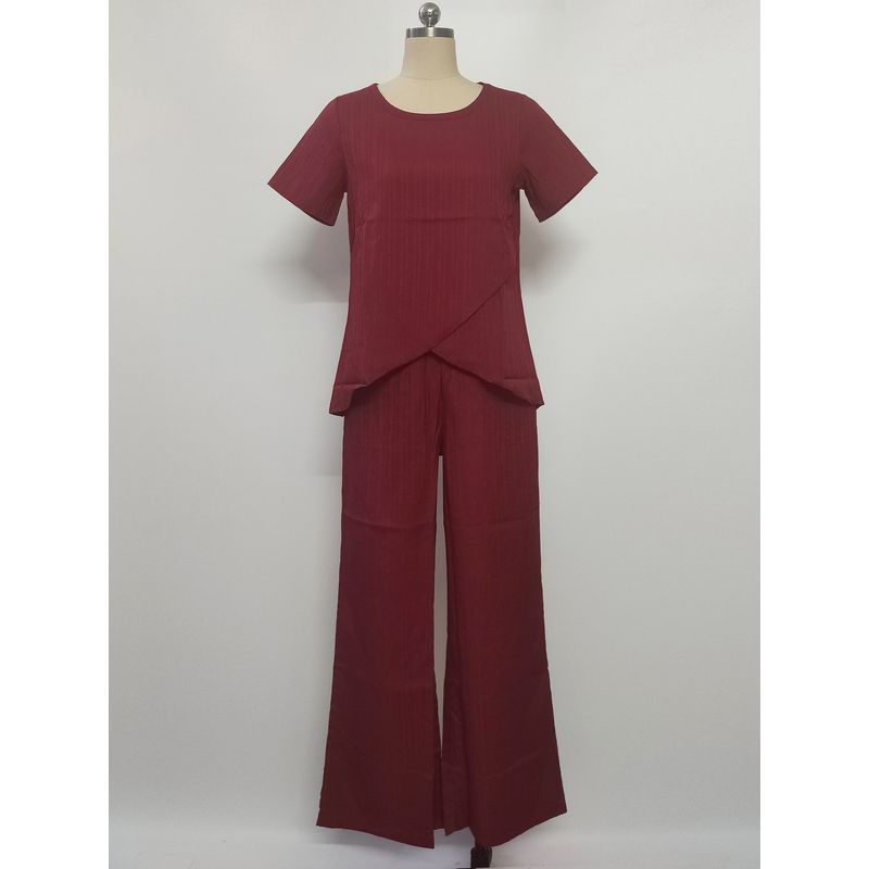 Western Style New Casual Loose Short sleeve Top Wide Leg Pants Set Loose Top and Pants Set