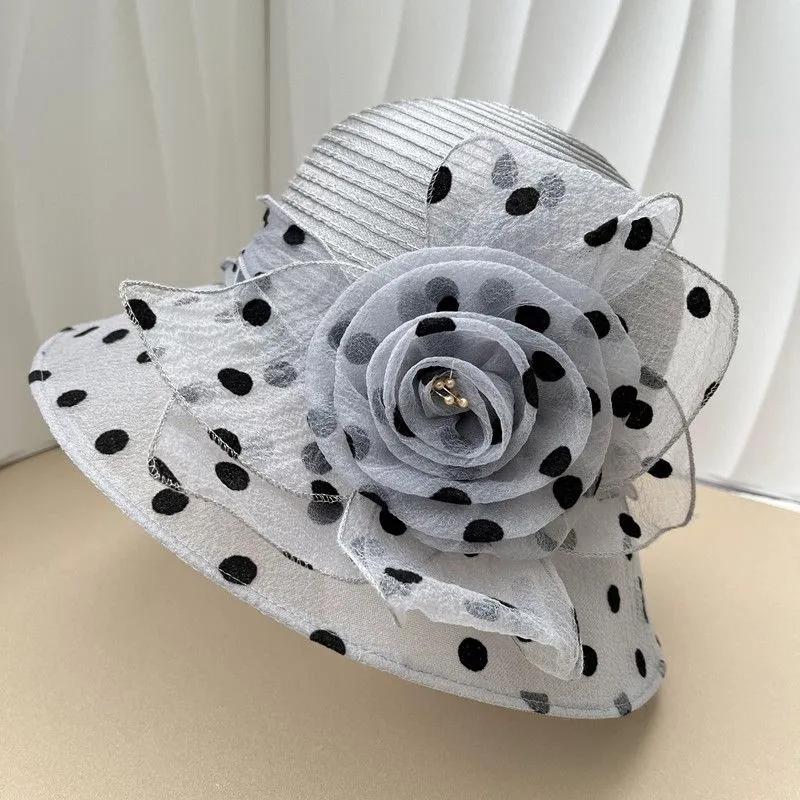 WTEMPO Summer Solid Color Mesh Patchwork Sunscreen Hats Women's Casual Versatile Shopping Fashion Sun Hats with Peral Flower