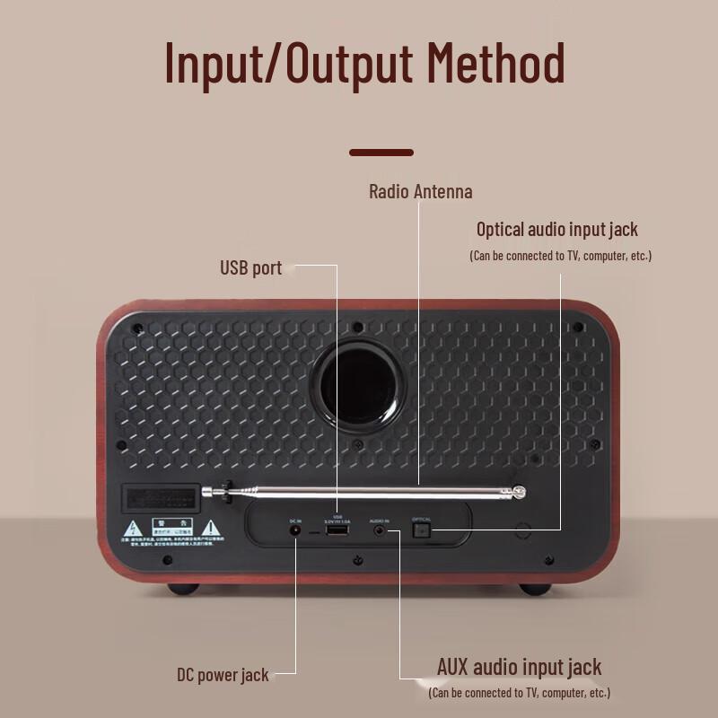 SANSUI M880 Wooden Wireless Bluetooth Speaker with CD Player & Radio CN Plug (adapter Included)