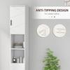Line Embossed Tall Bathroom Storage Cabinet - White