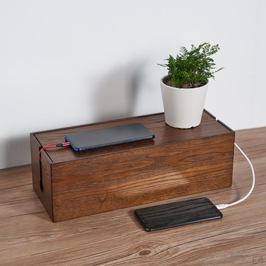 Cable Management Box Made of Wood Material for