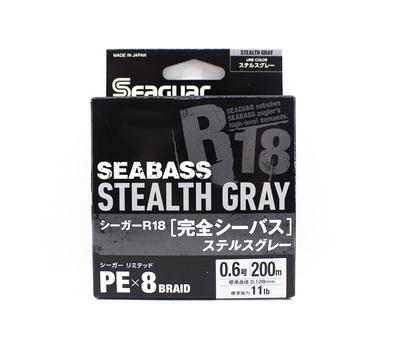 Seaguar П.Е. Лінія R18 Морський окунь 200м Розмір 0.6 11lb Невидимий сірий (8283)