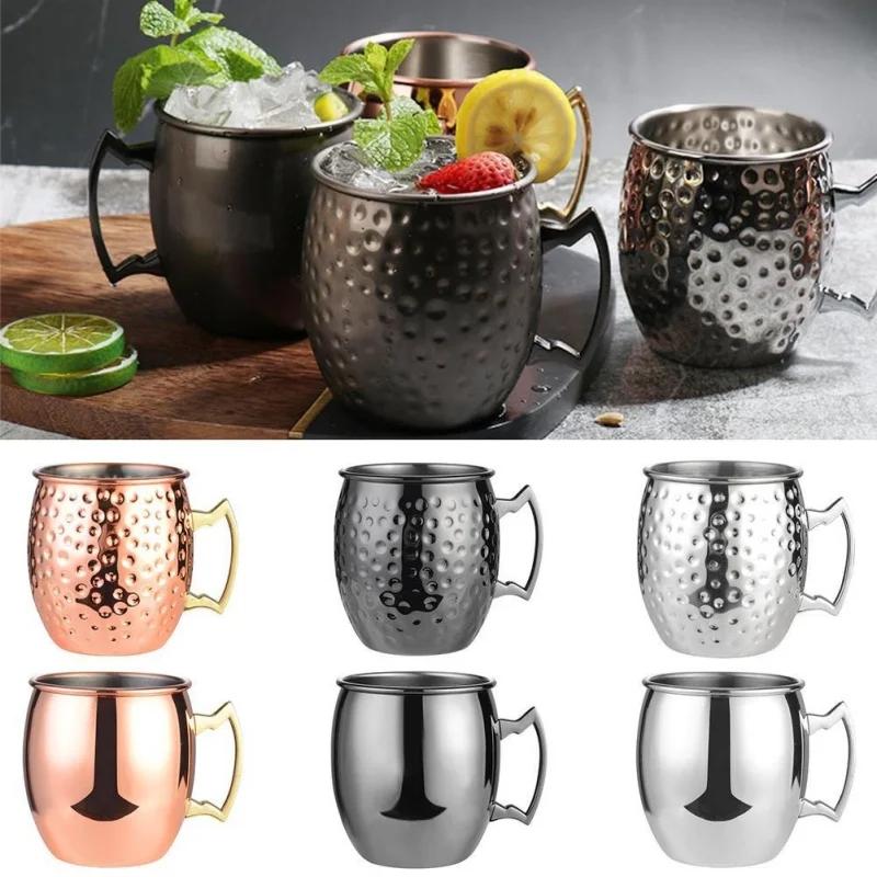 1 Stück Cocktail-Weinbecher Moscow Mule-Becher Edelstahl gehämmert Kupfer überzogen Bier Kaffeetasse Bar Drinkware Champagnerbecher