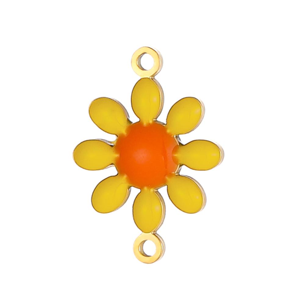 3PCS/LOT CARLIDANA Gold Plated Daisy Flower Pendants, Waterproof Stainless Steel Charms for DIY Necklace Jewelry