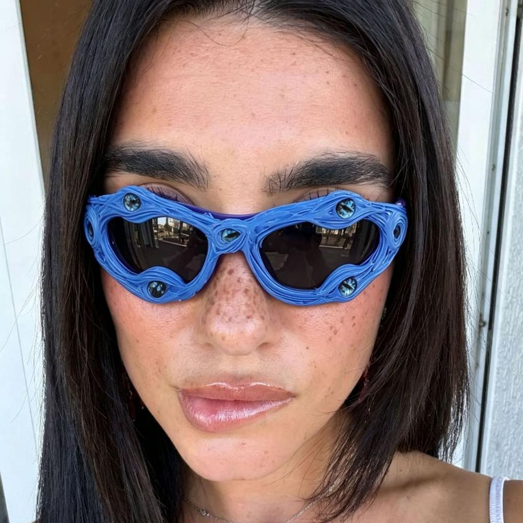 Personality avant-garde pioneer sunglasses men, dark American handmade venom party styling glasses trendy sunglasses women