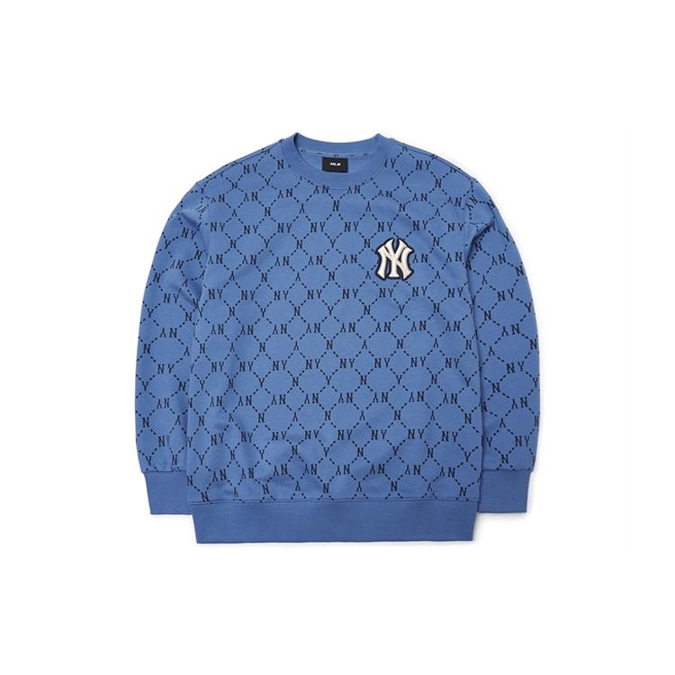 MLB Old Flower Sweatshirts Unisex Blue Crew Neck Moderate Other 3AMTM0314-50BLD XS