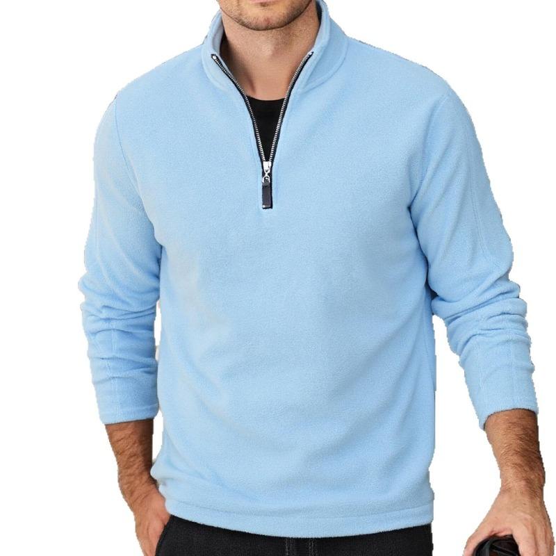 Men's Jacket Rocker Fleece Thickened Half Zip Solid Color Standing Collar Sweatshirt Outdoor Moisture Wicking Comfortable Skin-friendly Tops