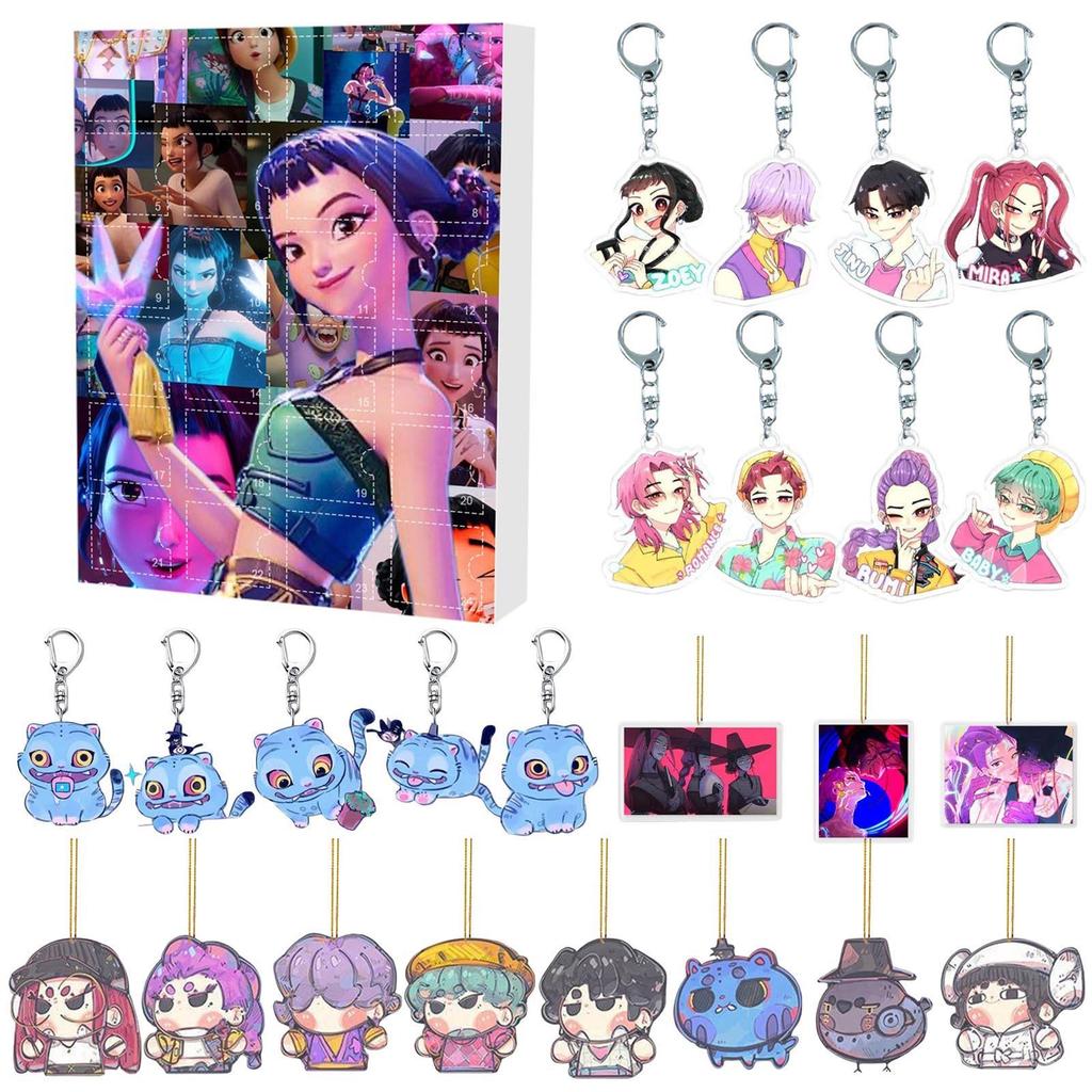 New Devil Hunter 24 DAYS Christmas Advent Calendar Blind Box Backpack Acrylic Pendant Keychain Hanging Decoration Gifts