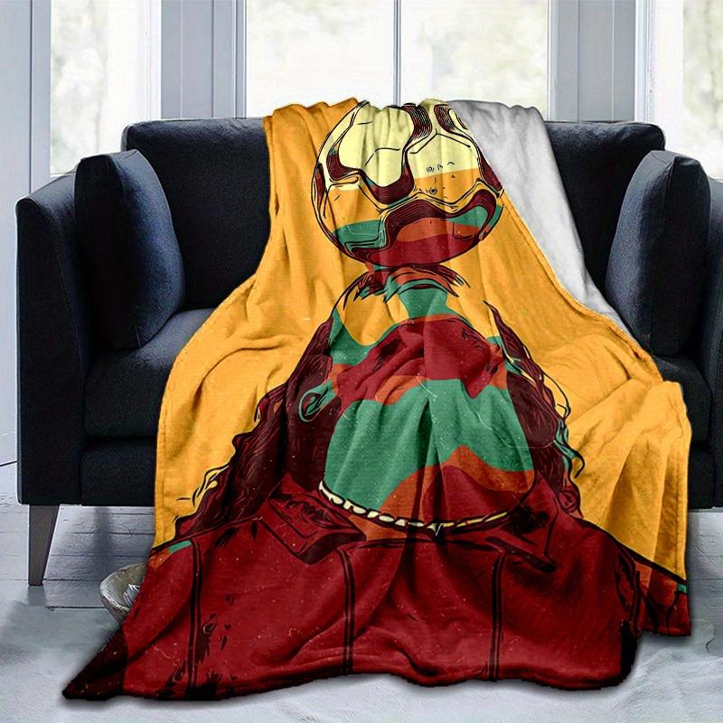 1pc. Colorful Abstract Soccer Ball Design Blanket - Perfect for Home, Office, Outdoor Use, Gift Idea, 100x150cm