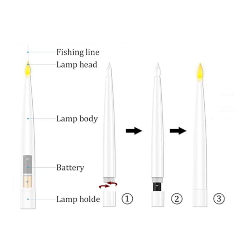 Schwimmkerzen mit Zauberstab Flackerndes Warmes Licht LED Flammenlose Kerze Spitzkerzen für Weihnachten/Hochzeit/Party/Halloween