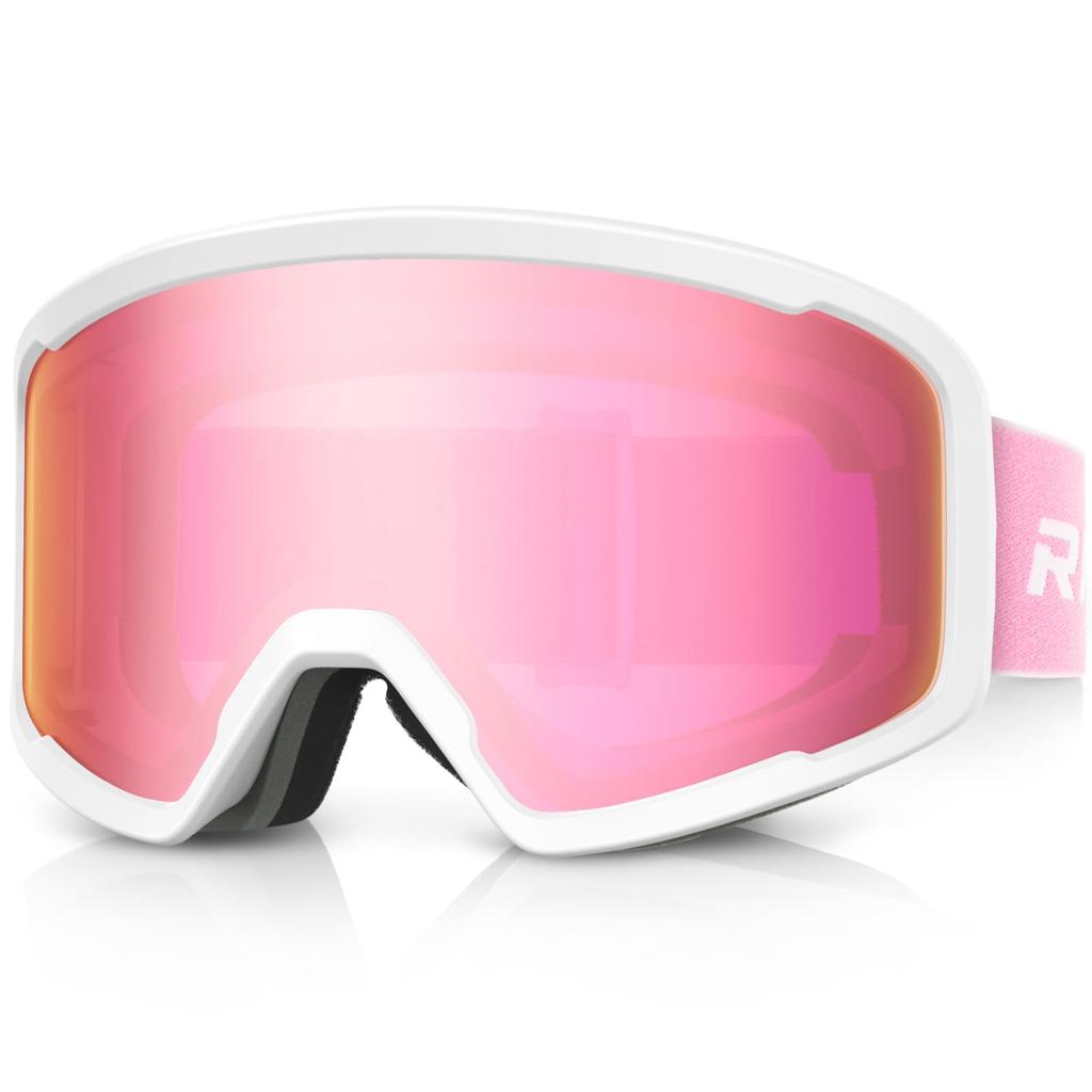RIOROO Ski Goggles for Snow Goggles for Men and Glasses OTG Cylindrical Wide Field of UV Helmet Unisex Adults, Women, Compatible, Lens, View,