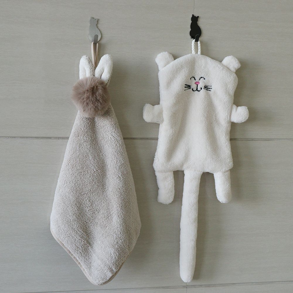 2pcs Clothes Self Adhesive Bathroom Towel Racks Storage Holder Cat Pattern Hooks Hanger