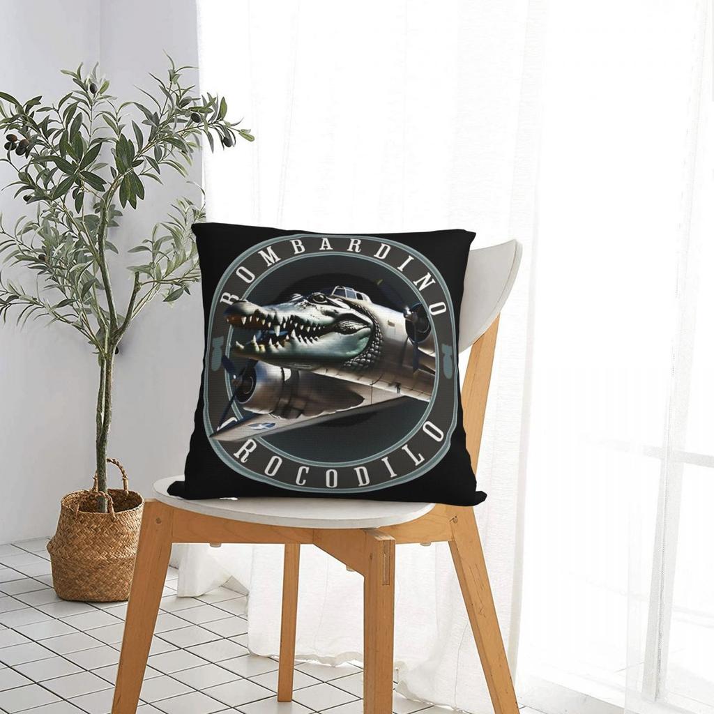 Meme Brainrot Bombardino Crocodilo Poszewka na poduszkę Pokrowiec na poduszkę Kreatywny Zamek Błyskawiczny Poszewka na poduszkę do rzucania Pokrowiec na siedzisko 45x45cm