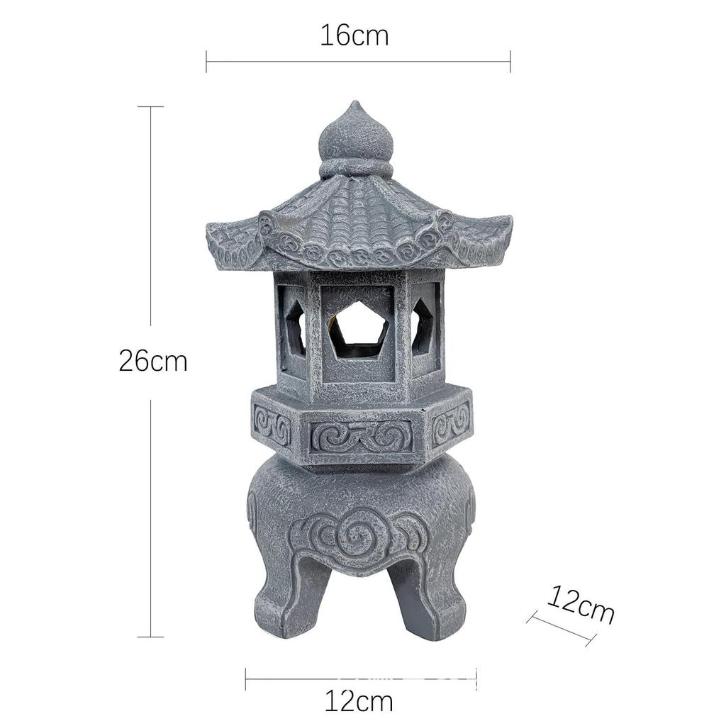 Zen Solar Stone Pagoda Lantern - Outdoor Resin Ornament for Garden and Courtyard Decor
