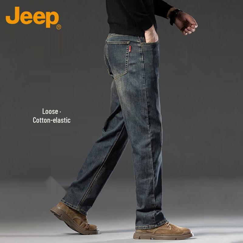

JEEP Men s Autumn/Winter Loose Straight-Leg Jeans 32