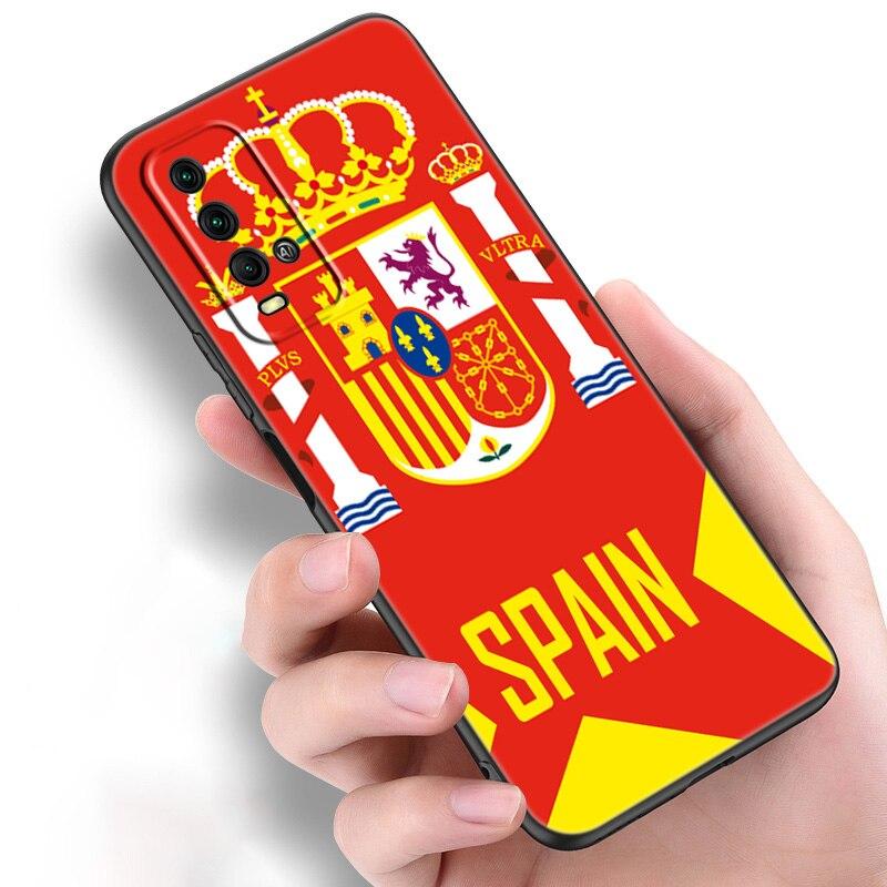 Hiszpania herb flaga silikonowy futerał na telefon dla Xiaomi Redmi Note 11 10 9 8 Pro 11T 10T 10S 9S 8T 9 9A 9C 9T czarna okładka Coque
