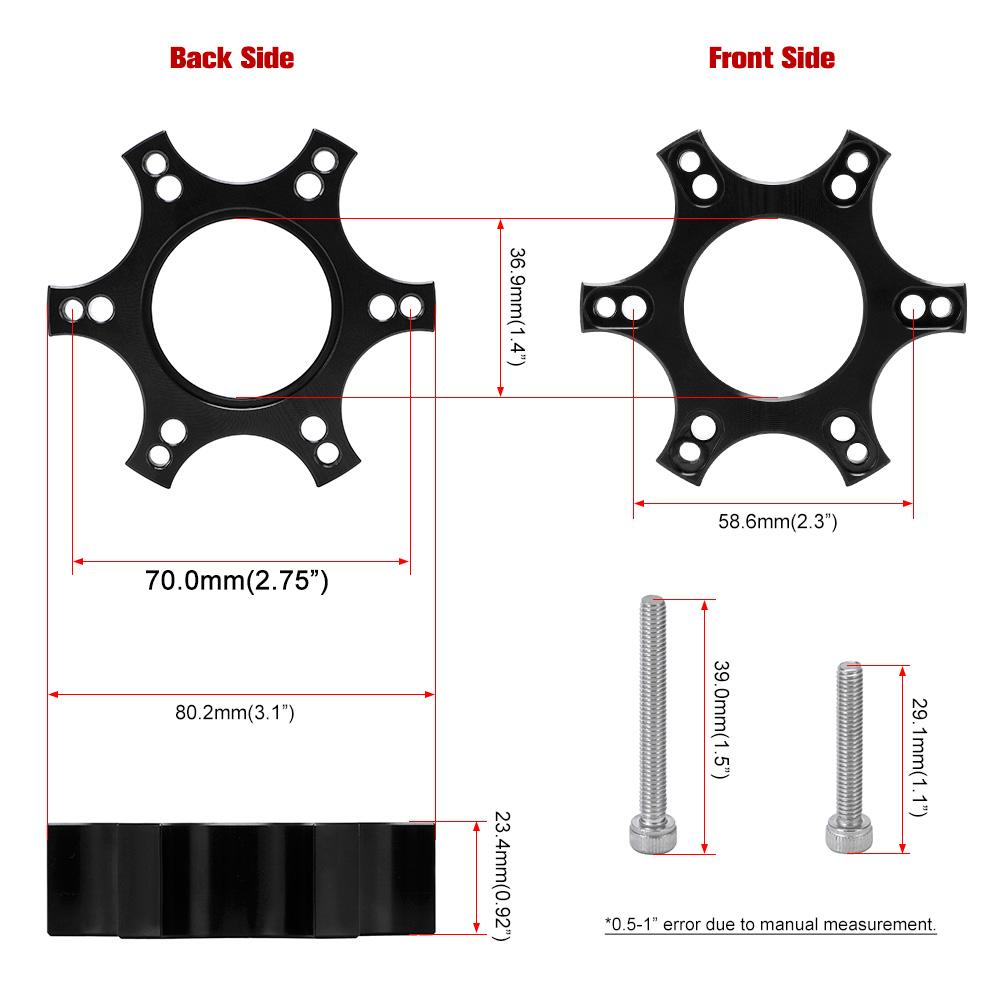 Aluminiumlegering 70 mm hjuldistanser Adapterplatta Ring för Thrustmaster T300RS Rattuppgradering Rattadapterplatta