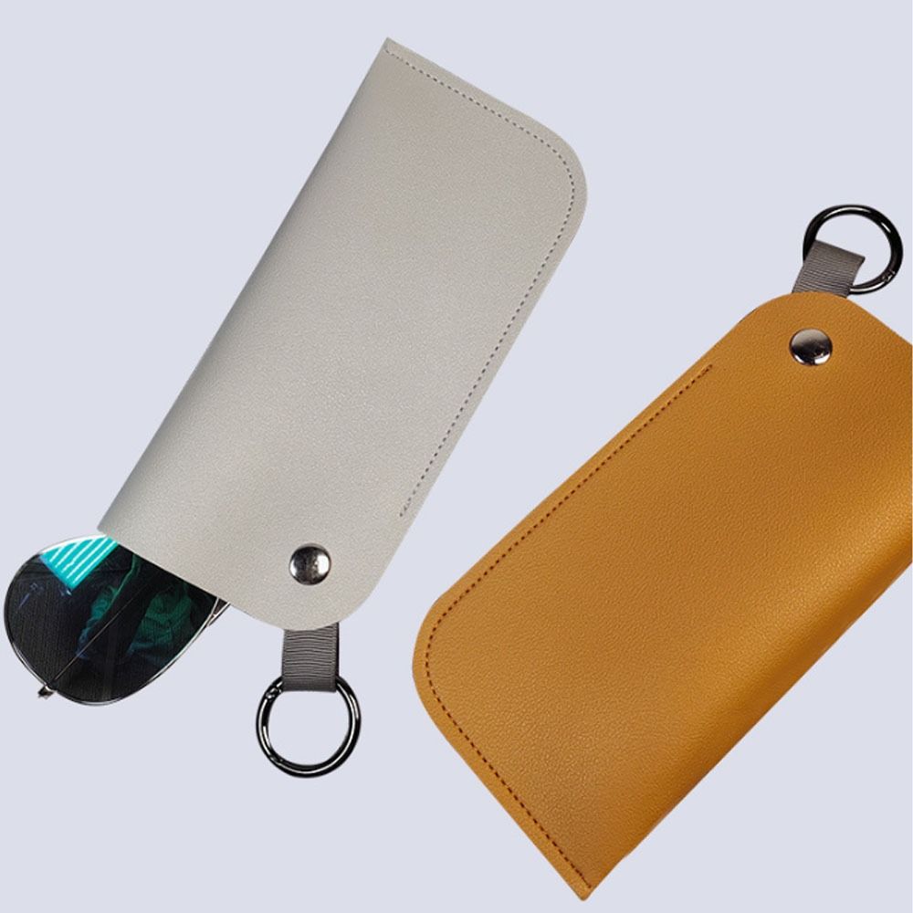 with Keyring Sunglasses Pouch PU Leather Hanging Sunglasses Eyewear Accessories