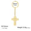 EUEAVAN St Christopher Cross Keychain Stainless Steel Gold Silver Color Christian Faith Pray Keyring Catholicism Amulet Jewelry