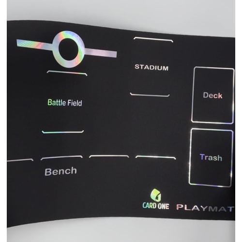CARD ONE Play Mat, Card Game Rubber Mat with Holographic Foil, 30x60cm Half Size, Non-Slip