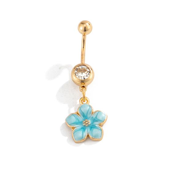 Yousheng Bauchnabelpiercing, Edelstahl Blume Design Bauchnabel Schmuck, Bauchpiercing Ring mit Klarem Zirkonia Inlay, Bauchnabel für Empfindliche Haut