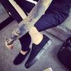 Slip-on Shoes Cool Young Man Street Pure Black Footwear Breathable Flat Mens Casual Shoes Plus Size 45