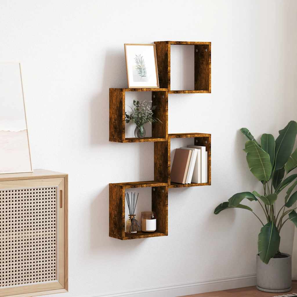 Cube Shelves (4 pcs) Smoked Oak 30 x 15 x 30 cm